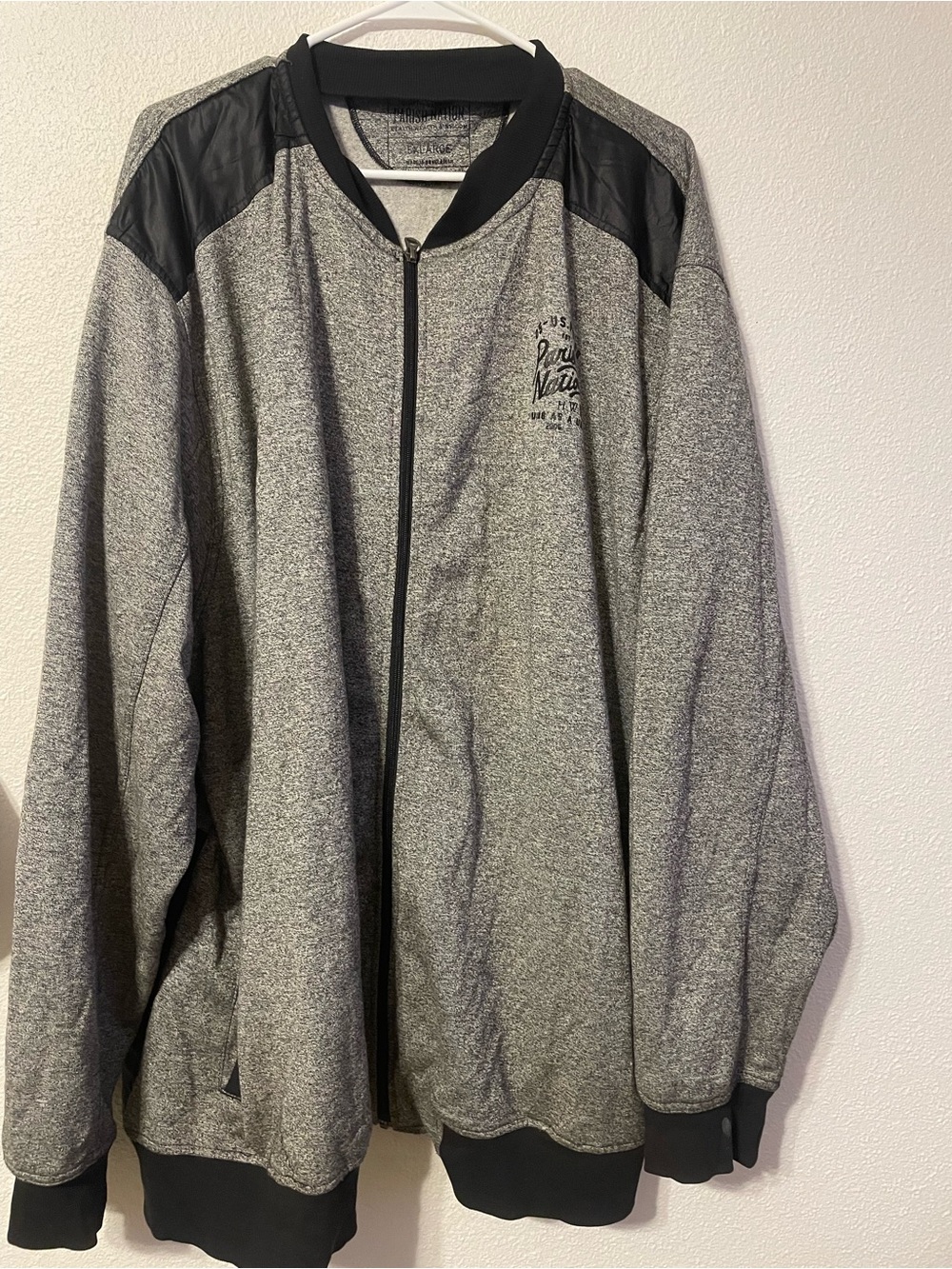 Men's Gray Full-Zip Knit Bomber with Black Trim